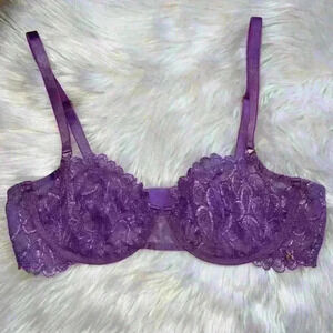 Savage x Fenty Unlined Lace Demi Bra 38C Purple